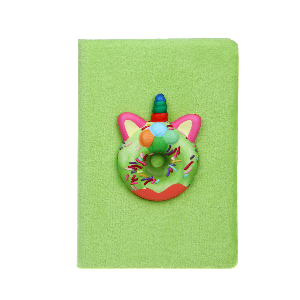 Записная книжка А5, 21,5х15см, 80 листов, "Единороги", флис, мялка - сквиш, 4 дизайна, арт.№ 557-074