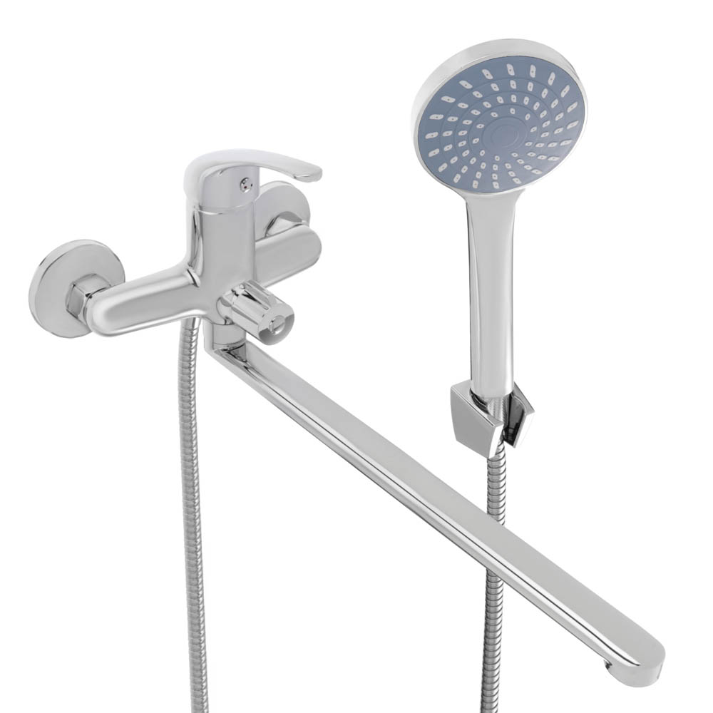 СоюзКран Смеситель для ванны с душем, прямой излив 35см, керам. картридж 35мм, хром, цинк, SK08-P109, арт.№ 553-065