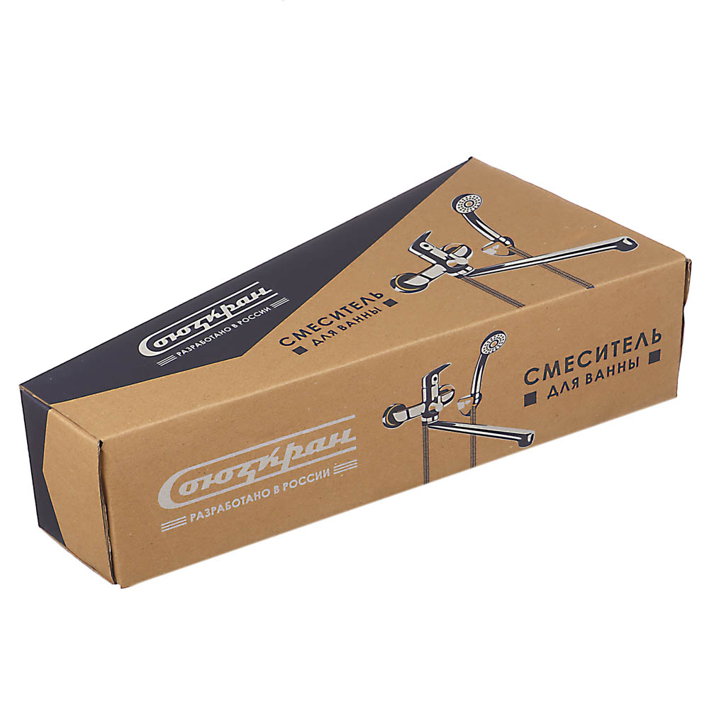 СоюзКран Смеситель для ванны с душем, прямой излив 35см, керам. картридж 35мм, хром, цинк, SK08-P109, арт.№ 553-065