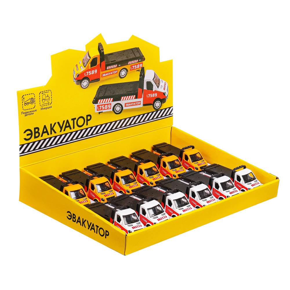 ИГРОЛЕНД Машина Эвакуатор, инерция, подвижные детали, ABS, алюминий, 11х3х3см, 2 дизайна, арт.№ 292-254