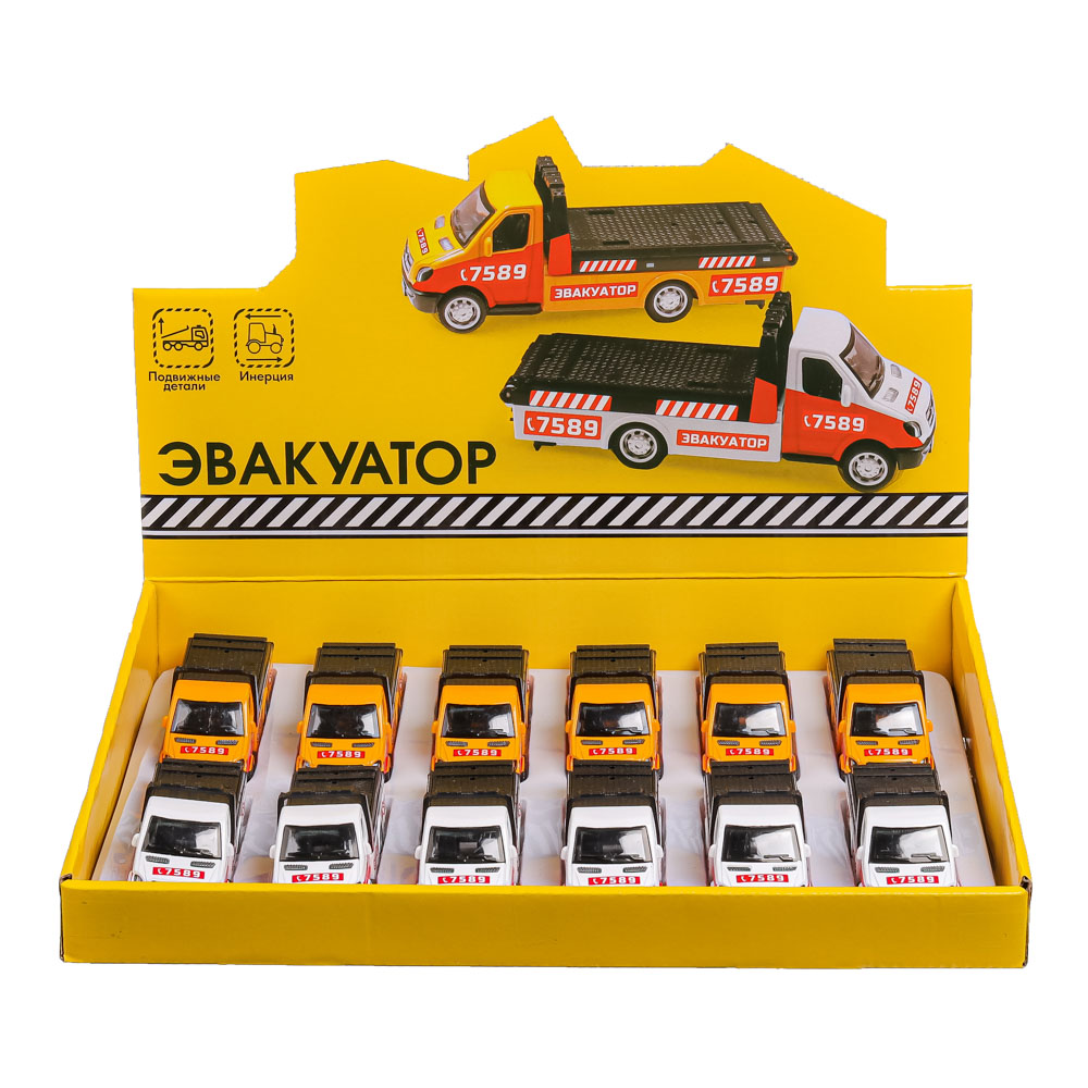 ИГРОЛЕНД Машина Эвакуатор, инерция, подвижные детали, ABS, алюминий, 11х3х3см, 2 дизайна, арт.№ 292-254