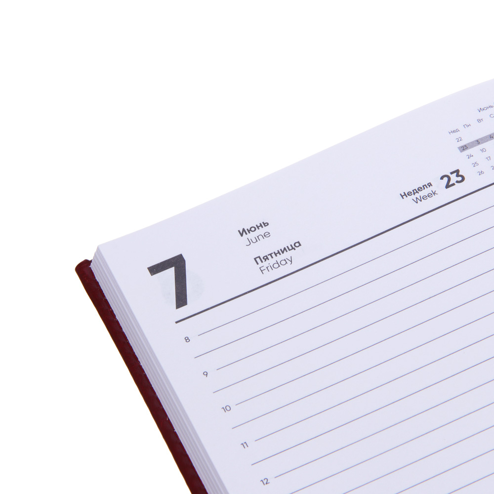 Ежедневник на 2024 "БИЗНЕС" А5, 352 стр.ы, тв.обл.с поролоном, искусственная кожа, красный, арт.№ 572-133
