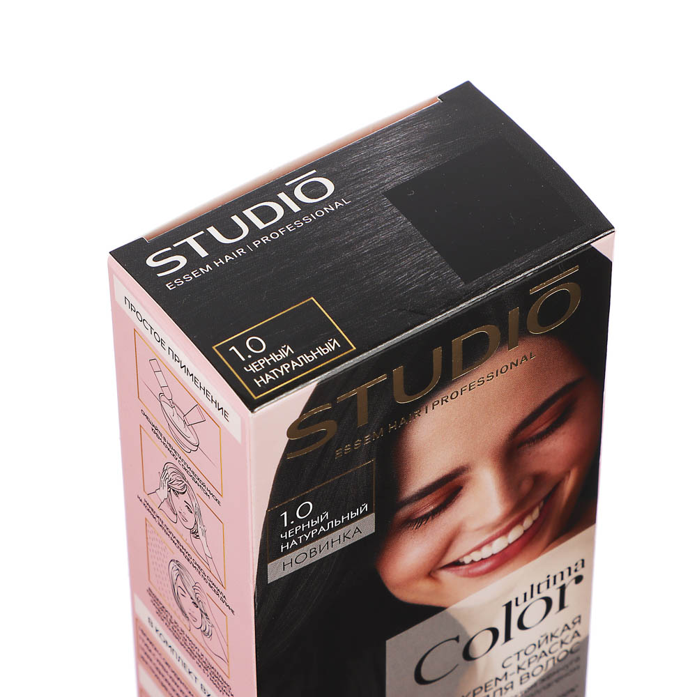 Краска для волос STUDIO Ultima Color 1.0 черный натуральный,100мл, арт.№ 972-055