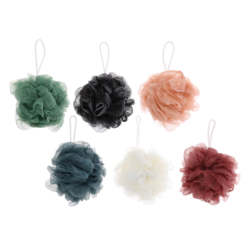 ЮL Мочалка шар роза с подвесом, полиэтилен, 40гр, 5-6 цветов, МС24-03, арт.№ 361-011