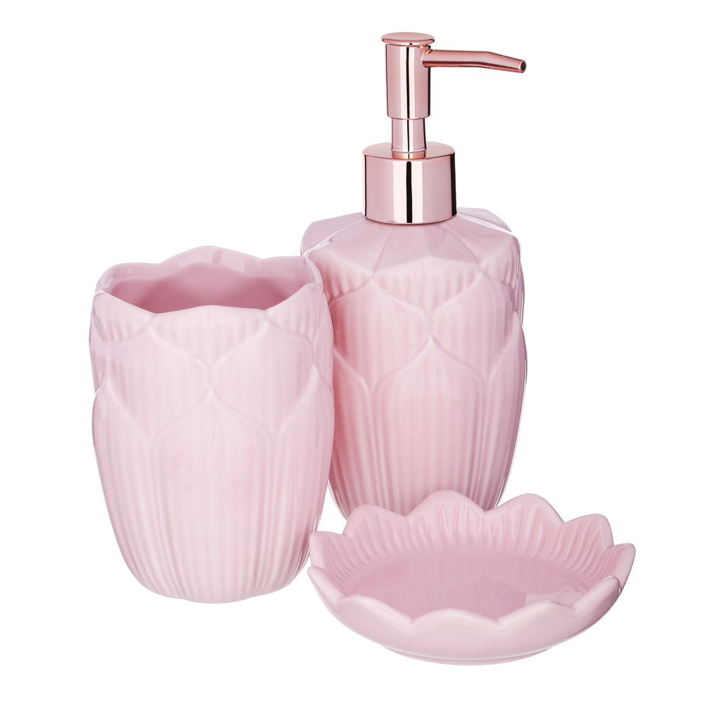 VETTA Набор для ванной 3 предмета, керамика, "Тюльпан", 3 цвета, арт.№ 463-941