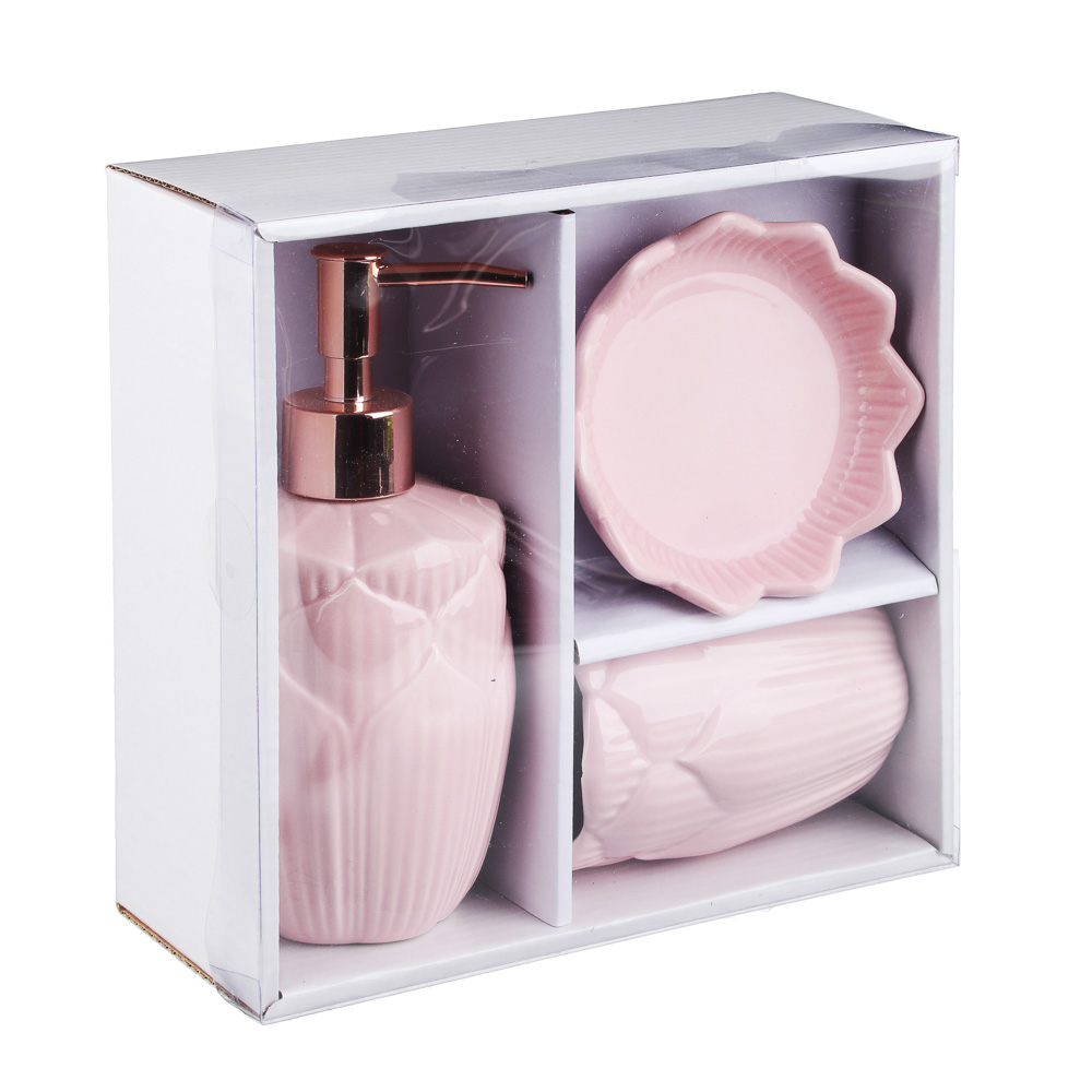 VETTA Набор для ванной 3 предмета, керамика, "Тюльпан", 3 цвета, арт.№ 463-941