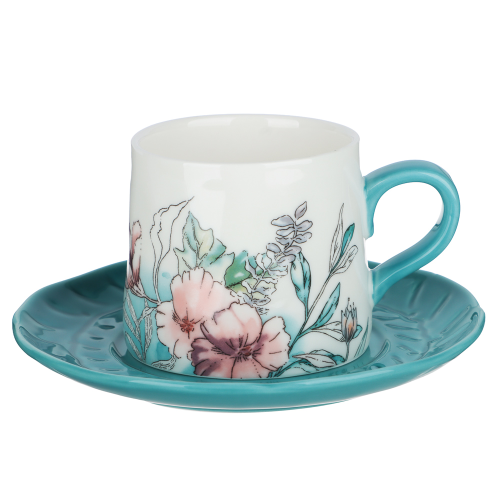Набор чайный 2 пр., 180мл, MILLIMI, Аквамарин, фарфор, арт.№ 802-574