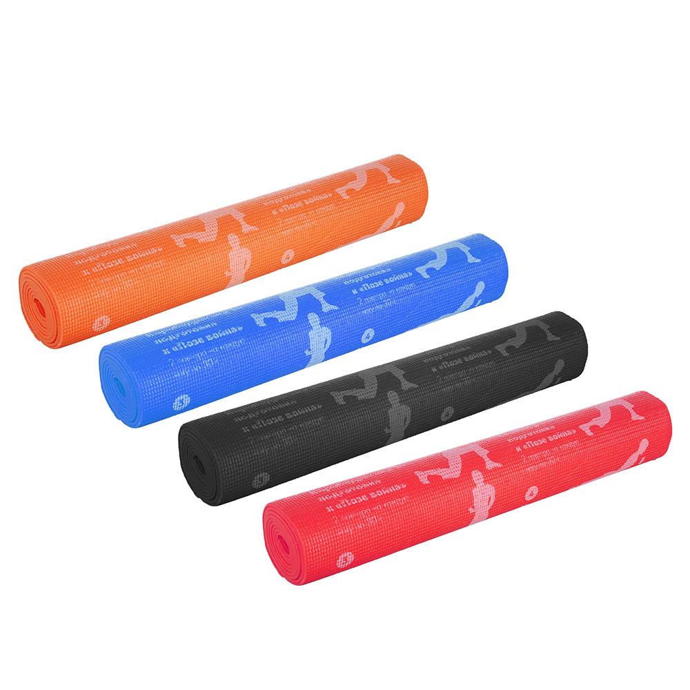 SILAPRO Коврик для йоги "Асаны", 61х173х0,4см, ПВХ, 4 цвета, арт.№ 191-027