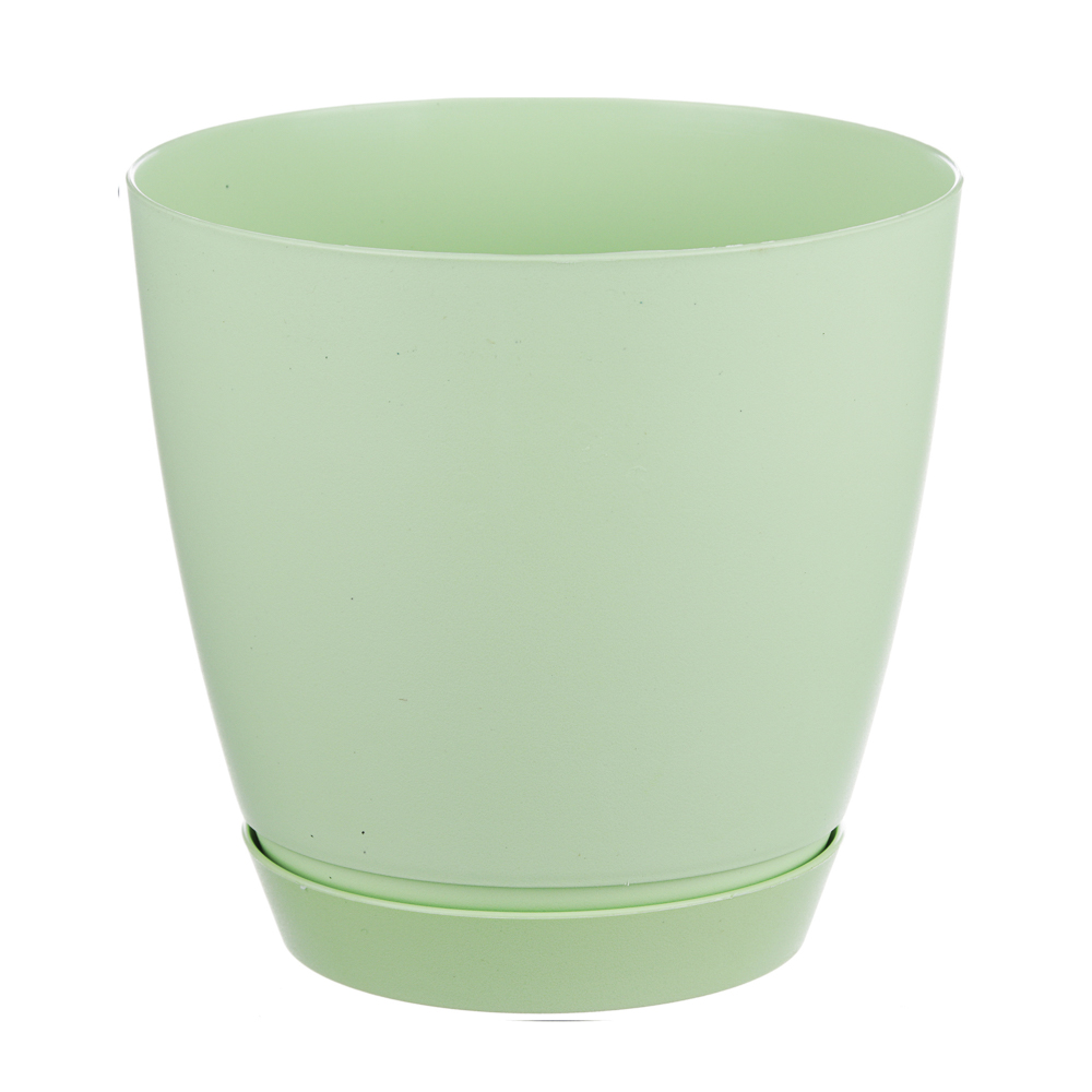 Кашпо "Камея" с поддоном 1,4л, полипропилен, зеленый / мята / салатовый, арт.№ 164-174