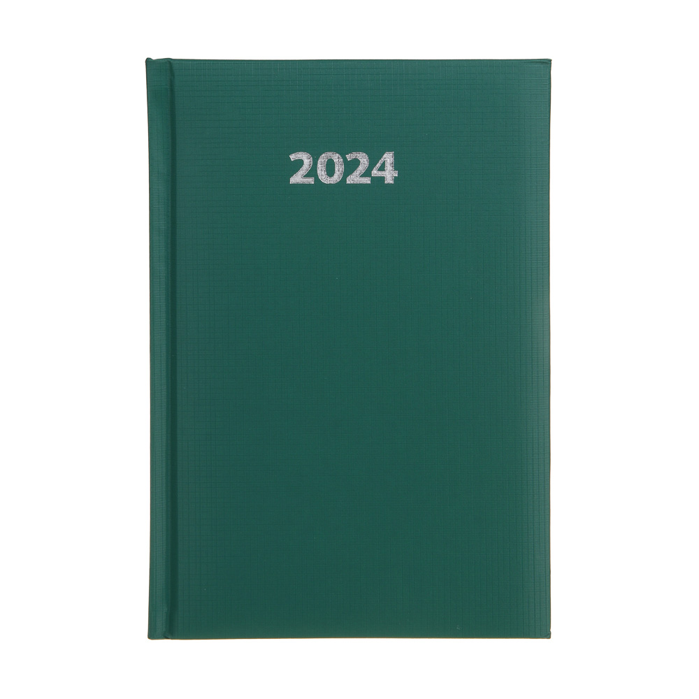Ежедневник на 2024 "ТЕКСТУР" А5, 352 стр., тв.обл.с поролоном, фактурный бумвинил, зеленый, арт.№ 572-124
