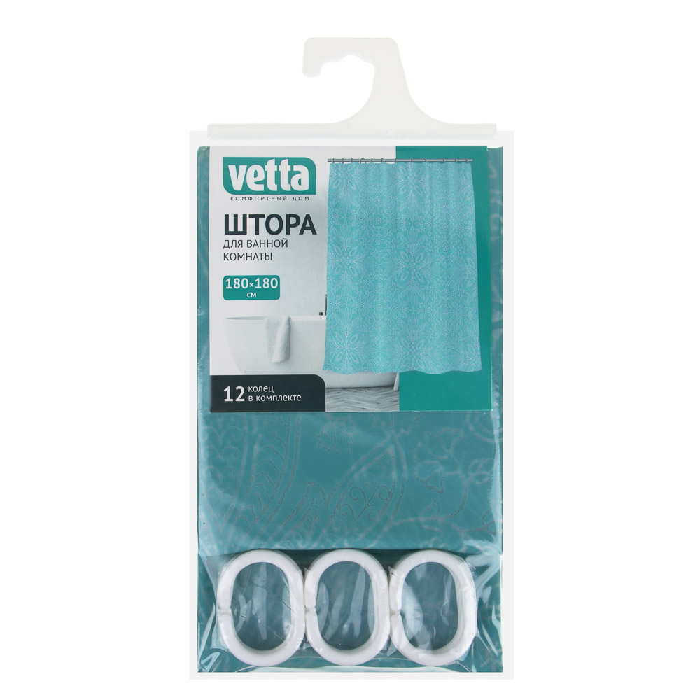 VETTA Шторка для ванной, ПЕВА, 60 г/м2, 180x180см, "Узоры на стекле", арт.№ 461-587