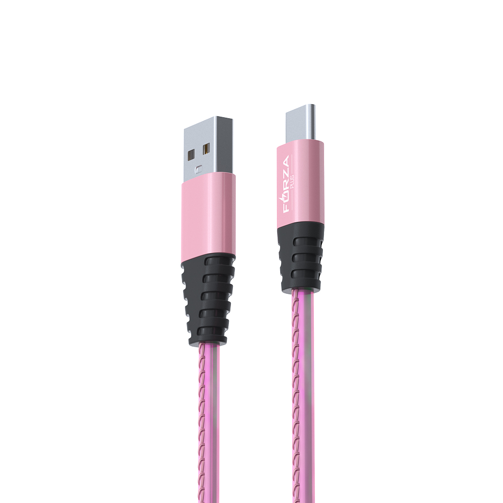 Кабель для зарядки USB(A)-Type C FORZA Перламутр, 1м, 2А, кожаная оплётка, 3 цвета, пакет, арт.№ 916-223