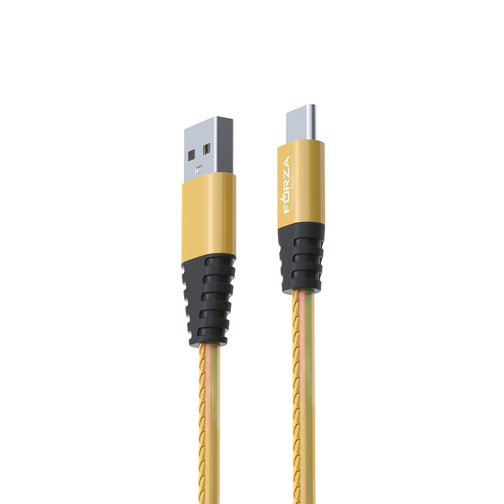 Кабель для зарядки USB(A)-Type C FORZA Перламутр, 1м, 2А, кожаная оплётка, 3 цвета, пакет, арт.№ 916-223