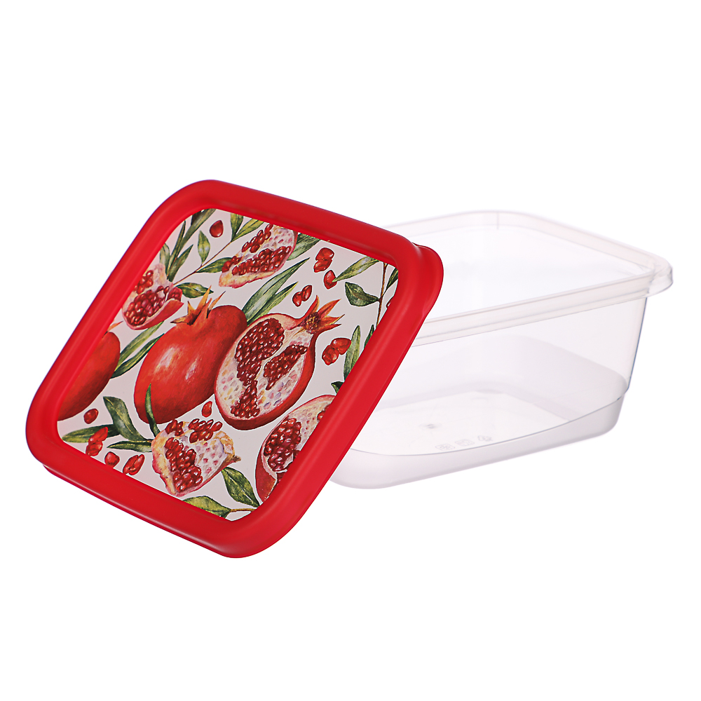 Контейнер для продуктов прямоугольный 0,5л, декор Гранат, пластик, арт.№ 861-444