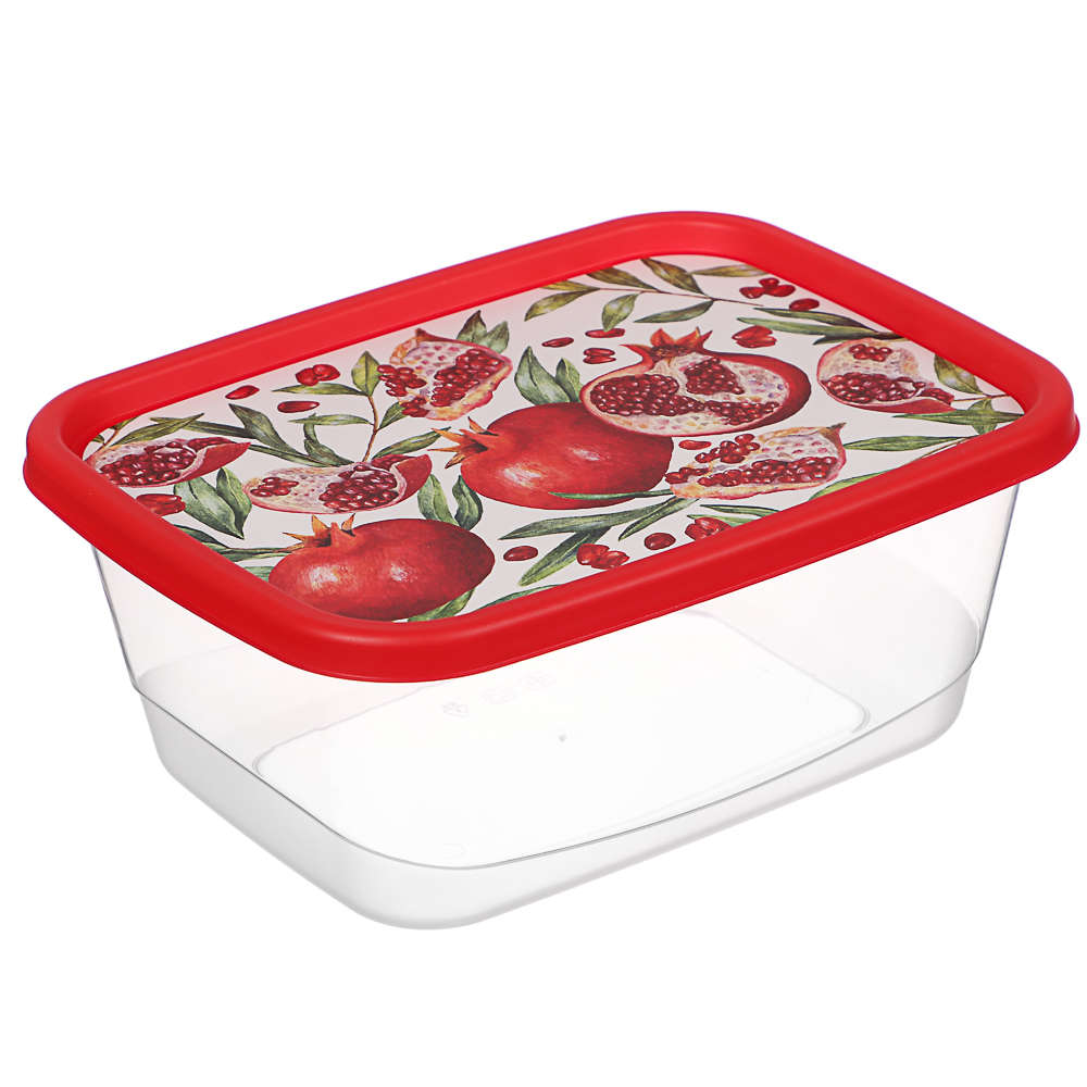 Контейнер для продуктов прямоугольный 1,5л, декор Гранат, пластик, арт.№ 861-446