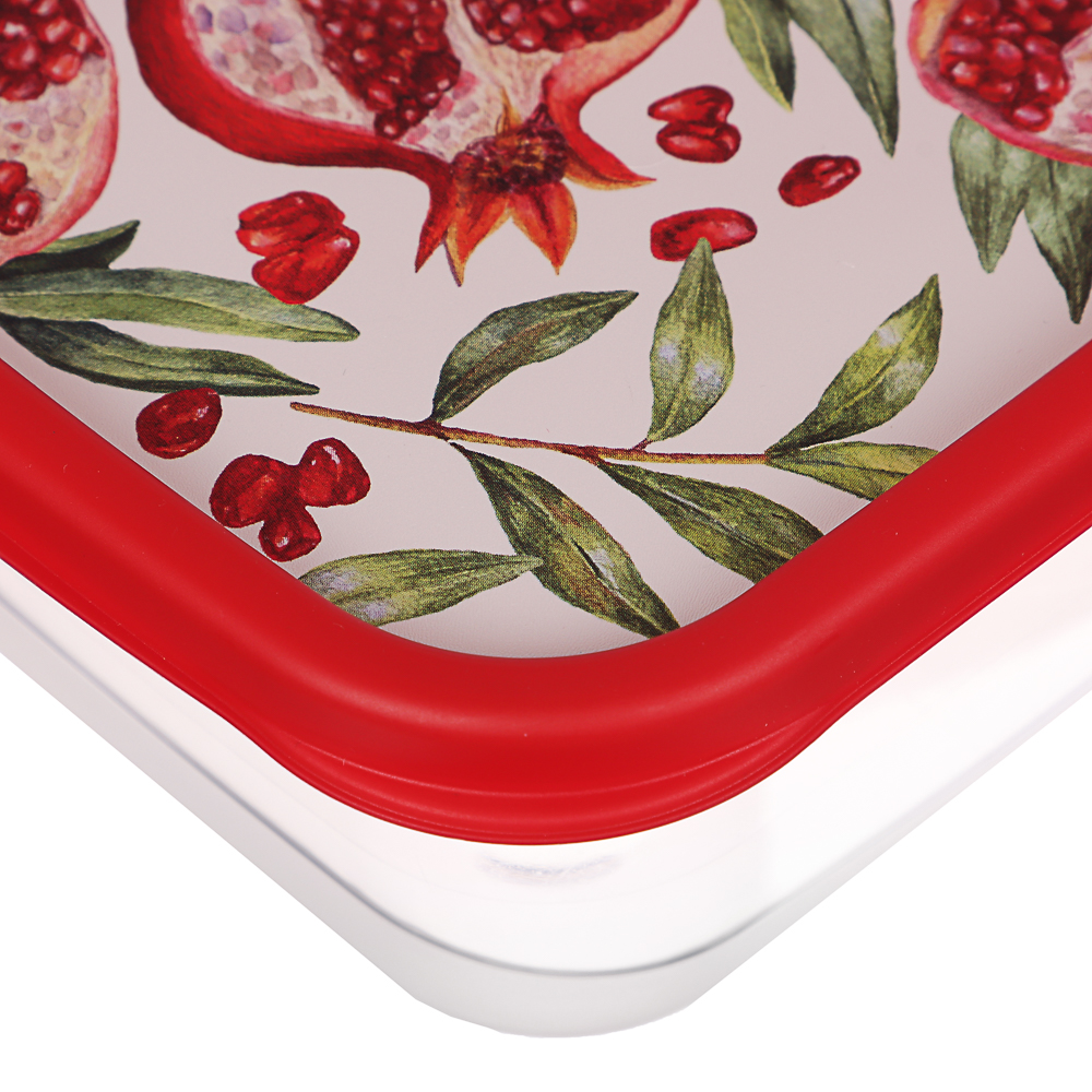 Контейнер для продуктов прямоугольный 1,5л, декор Гранат, пластик, арт.№ 861-446