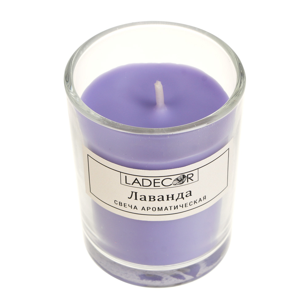Свеча в стакане ароматическая тм LADECOR 5,2x6,2 см, 50 г, парафин, 6 цветов, арт.№ 562-149
