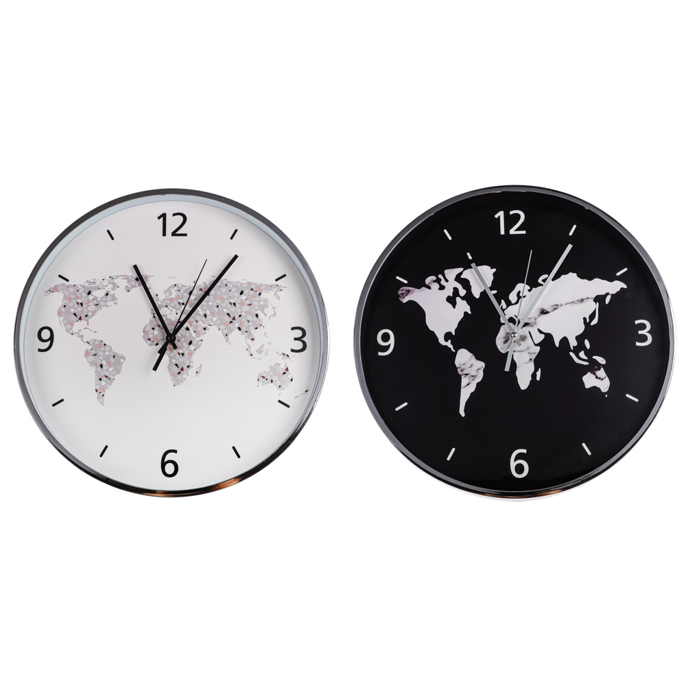 LADECOR CHRONO Часы настенные с мраморной картой, пластик, 50см, 2 дизайна, ЧН-36, арт.№ 581-145