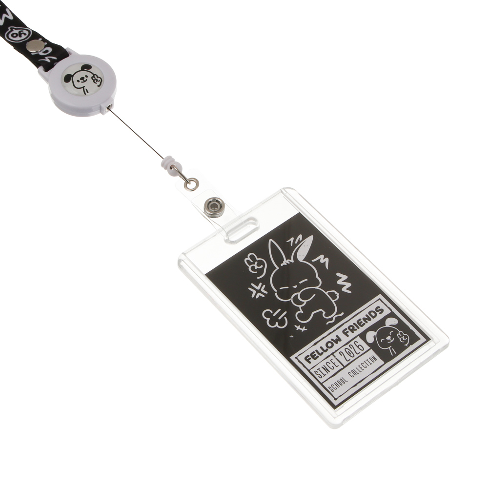 Чехол для карты, бейджа "Друзья Товарищи/Аниме" 6,5х10,5см, вкладыш с наклейками, шнур. с караб., ПС, арт.№ 524-338