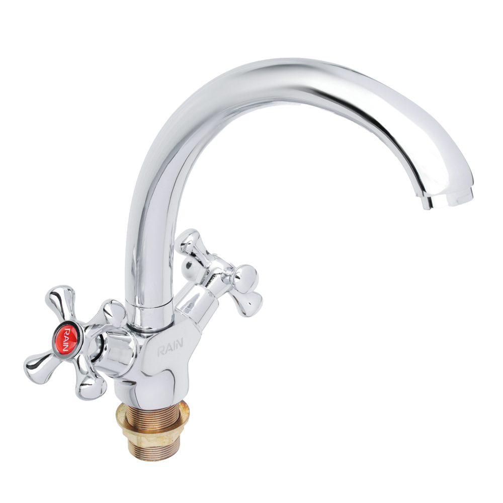 RAIN Смеситель для кухни Нефрит, высокий, гайка, латунь, кран-буксы 1/2, арт.№ 561-261