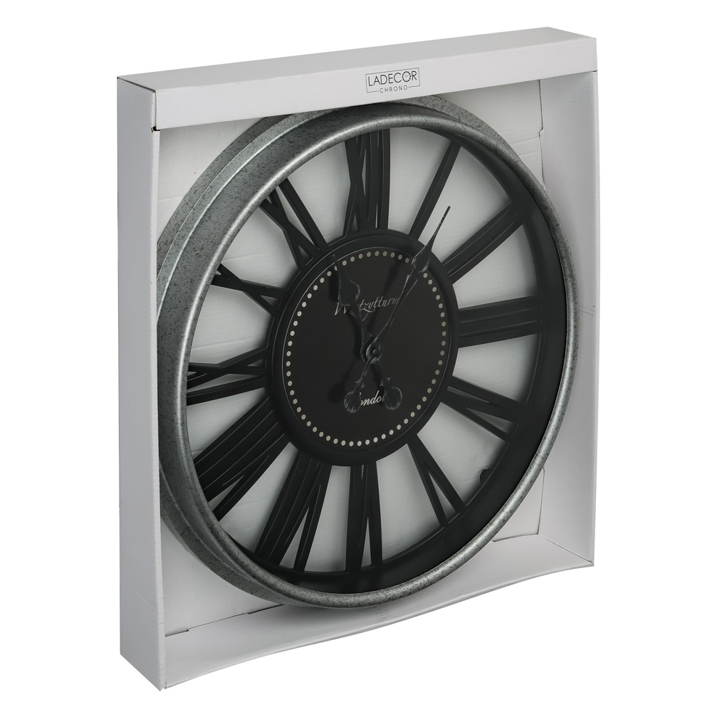 LADECOR CHRONO Часы настенные, пластик, 45,7x45,7x5 см, 1xAA, цвет чёрный, арт.2, арт.№ 581-968