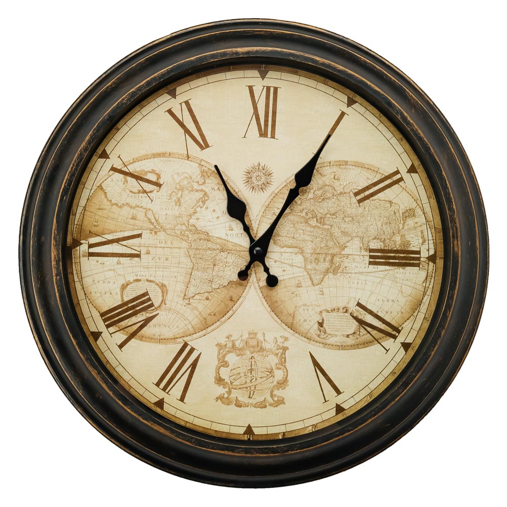 LADECOR CHRONO Часы настенные, пластик, 40,5x40,5x4,5 см, 1xAA, цвет коричневый, арт.№ 581-970
