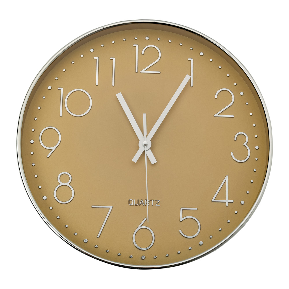 LADECOR CHRONO Часы настенные, пластик, 29,3x29,3x5 см, 1xAA, цвет золото, арт.№ 581-972