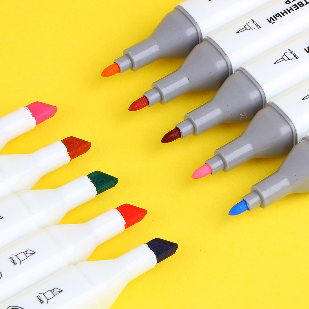 BY Набор маркеров худож., 36 цветов, 2-сторонний (скошенный 6мм + круглый 2мм), в пластиковом боксе, арт.№ 613-019