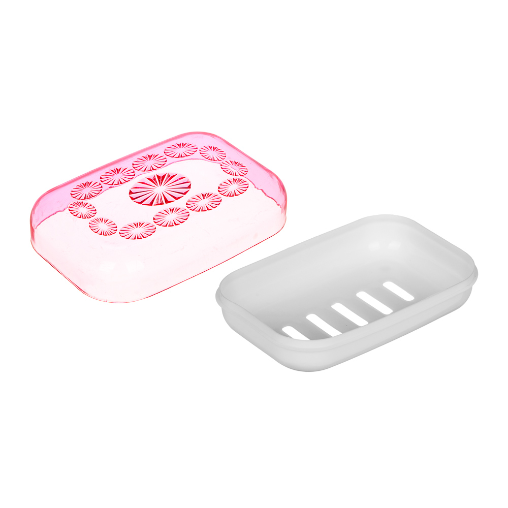 VETTA Мыльница с крышкой "Шестилистник", пластик, 11,5х8х3,8см, 4 цвета, арт.№ 463-228