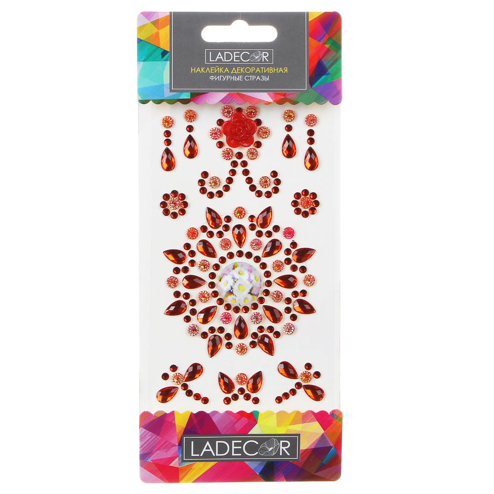 LADECOR Наклейка декоративная фигурные стразы, 18,5х8 см, ПВХ, 3 вида, арт.№ 503-542