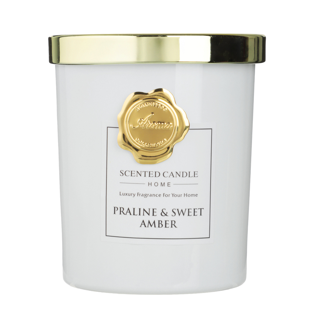 Ароматизированная свеча тм NEW GALAXY GOLDEN COLLECTION, 135 гр, Praline & Sweet Amber, арт.№ 778-329