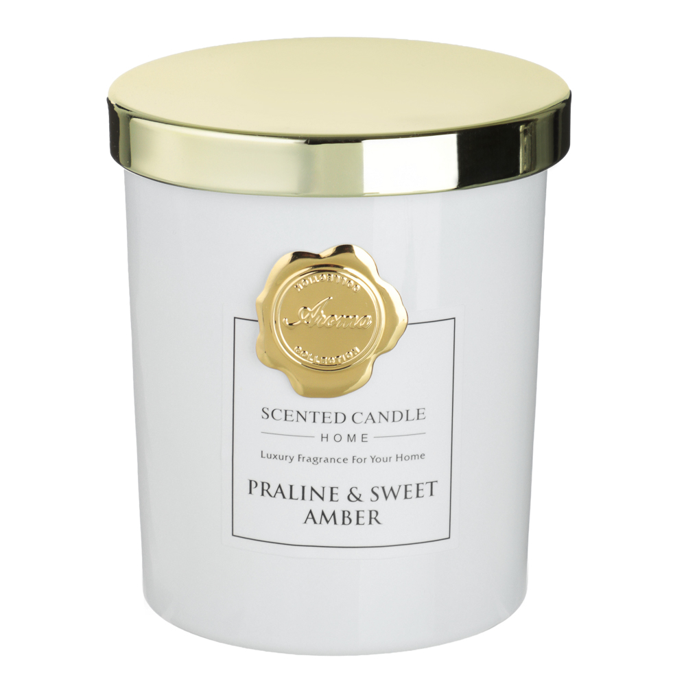 Ароматизированная свеча тм NEW GALAXY GOLDEN COLLECTION, 135 гр, Praline & Sweet Amber, арт.№ 778-329