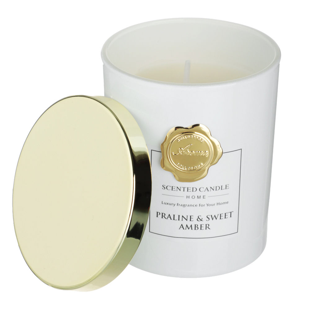 Ароматизированная свеча тм NEW GALAXY GOLDEN COLLECTION, 135 гр, Praline & Sweet Amber, арт.№ 778-329
