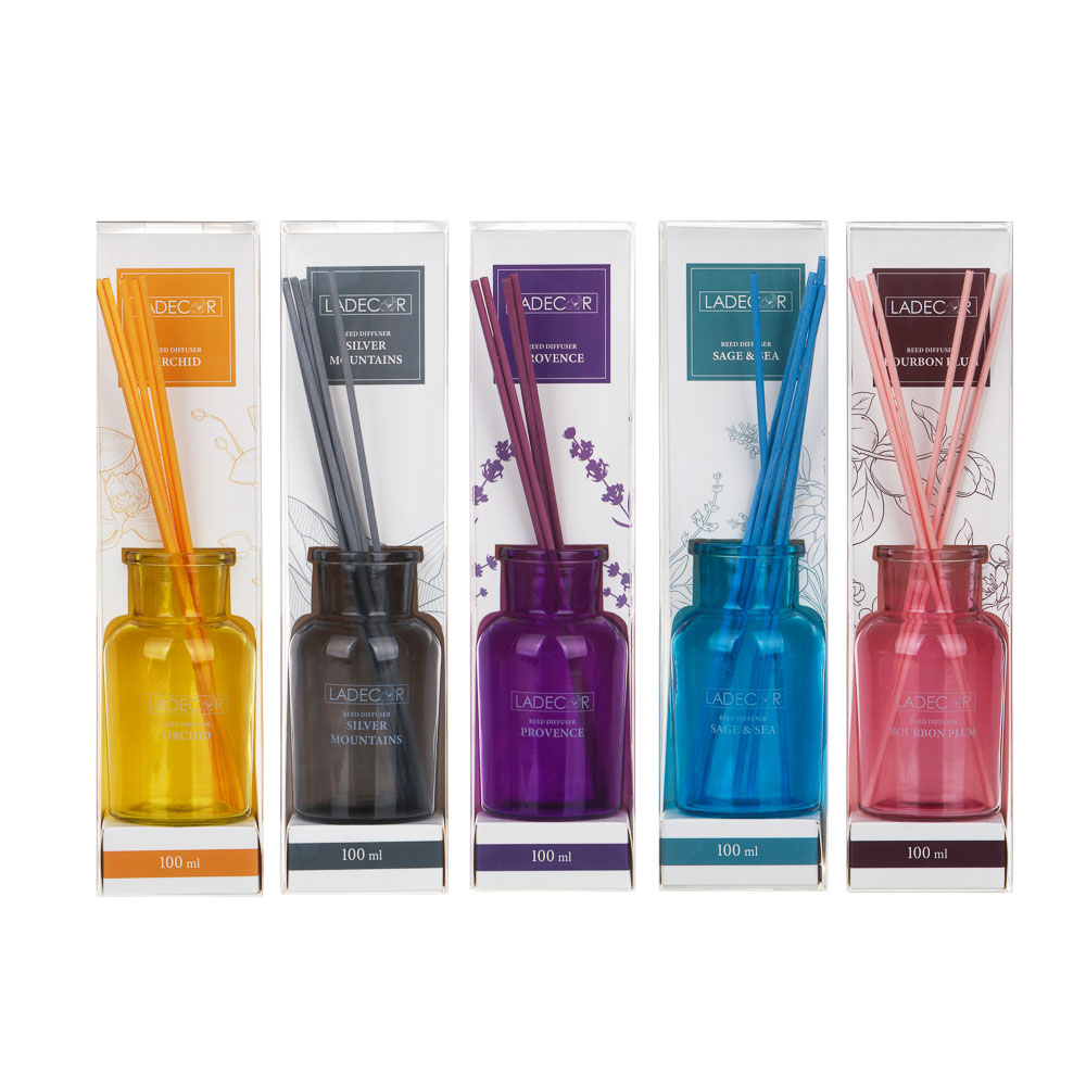 LADECOR Аромадиффузор 100 мл (sage &sea/orchid/silver mountains/bourbon plum/provence), арт.№ 412-206
