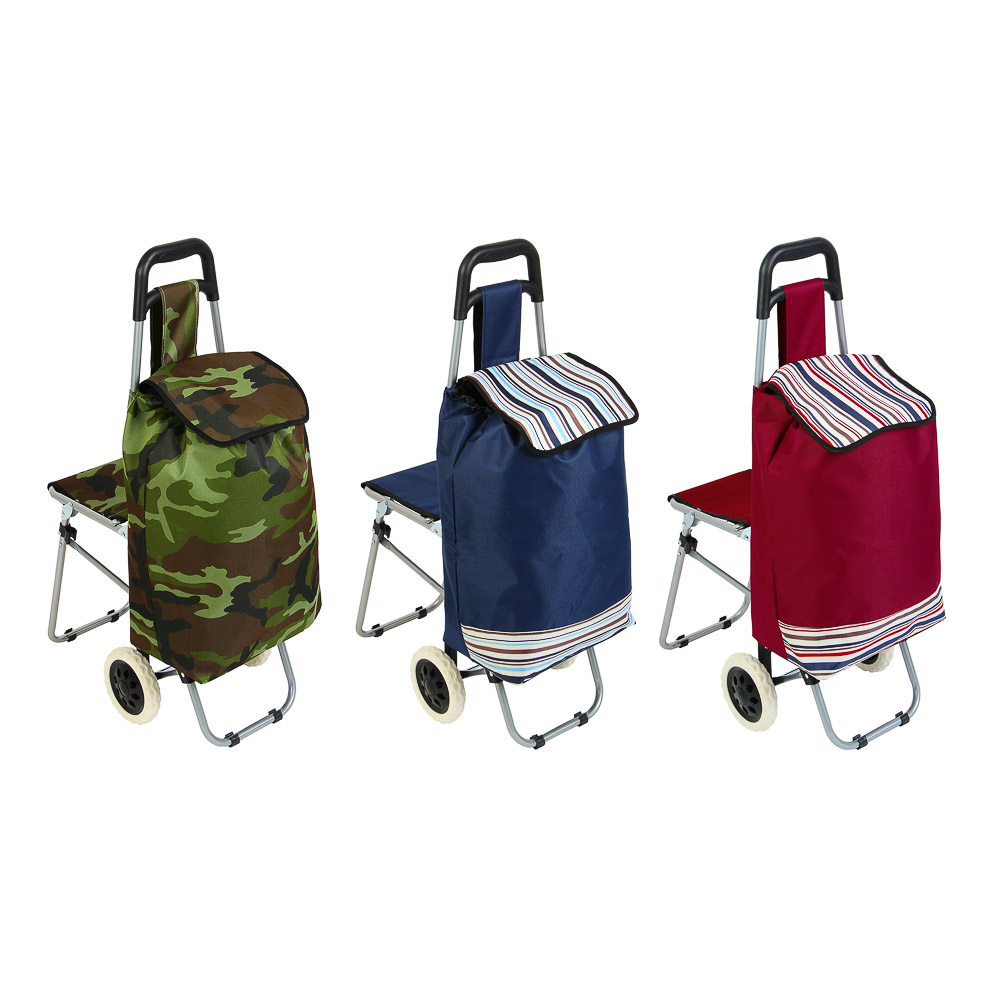 VETTA Тележка+сумка со стулом, сумка до 30кг, 31л, стул до 120кг, 44x94x26см, брезент, колеса d16см, арт.№ 467-220