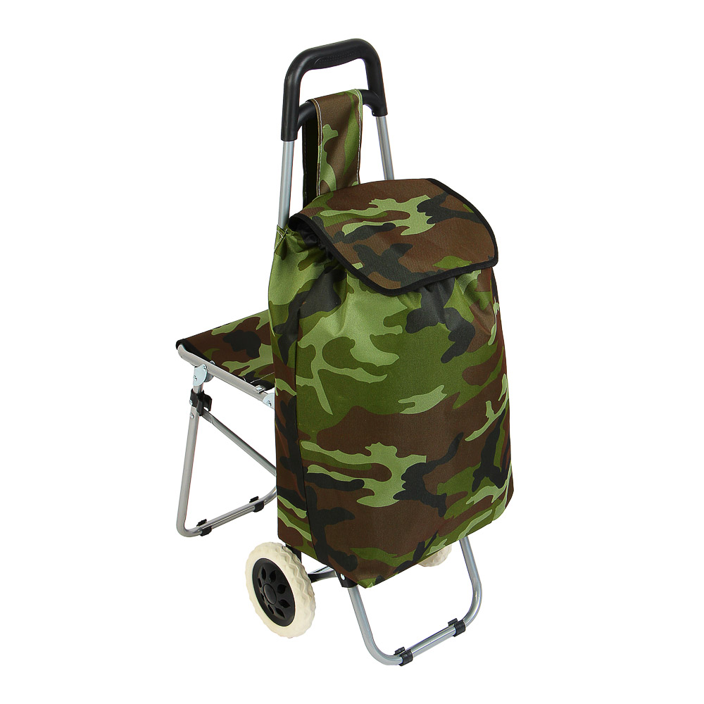 VETTA Тележка+сумка со стулом, сумка до 30кг, 31л, стул до 120кг, 44x94x26см, брезент, колеса d16см, арт.№ 467-220