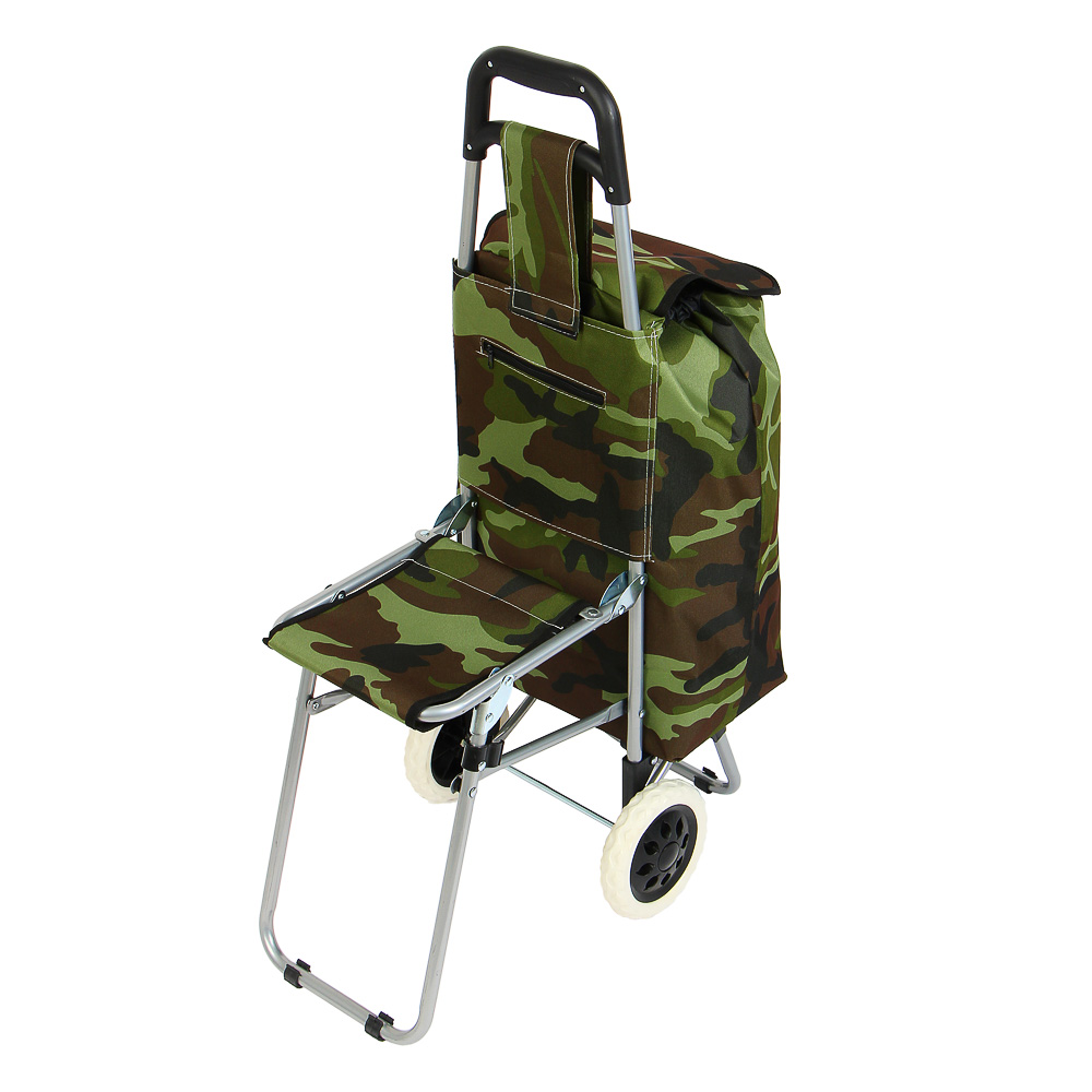 VETTA Тележка+сумка со стулом, сумка до 30кг, 31л, стул до 120кг, 44x94x26см, брезент, колеса d16см, арт.№ 467-220