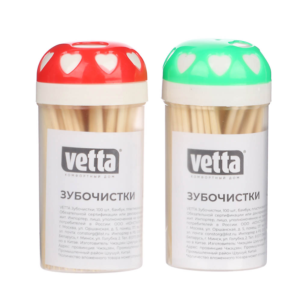 Зубочистки тм VETTA, бамбук, пластиковая упаковка, 100шт, арт.№ 437-241