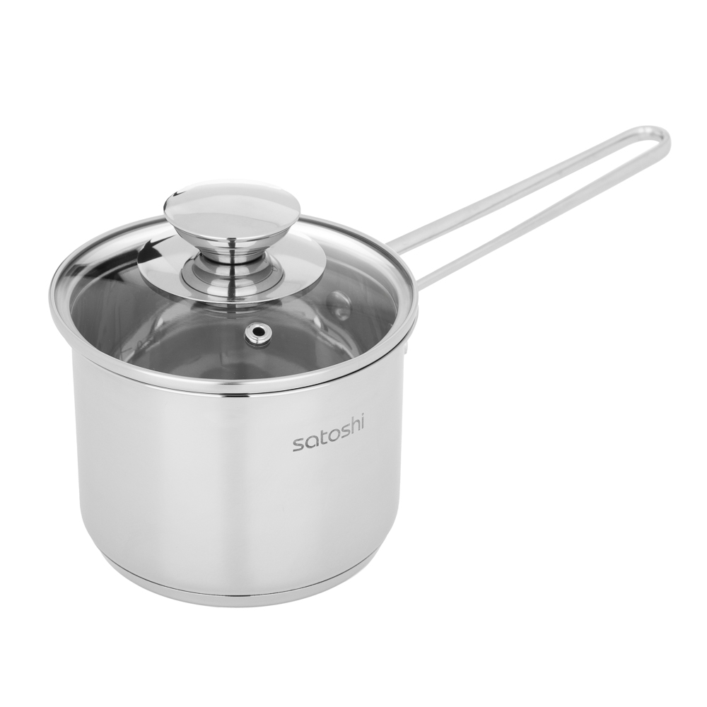 SATOSHI Мини Ковш 12х9 см, объем 1 л, со стеклянной крышкой, индукция, арт.№ 822-276