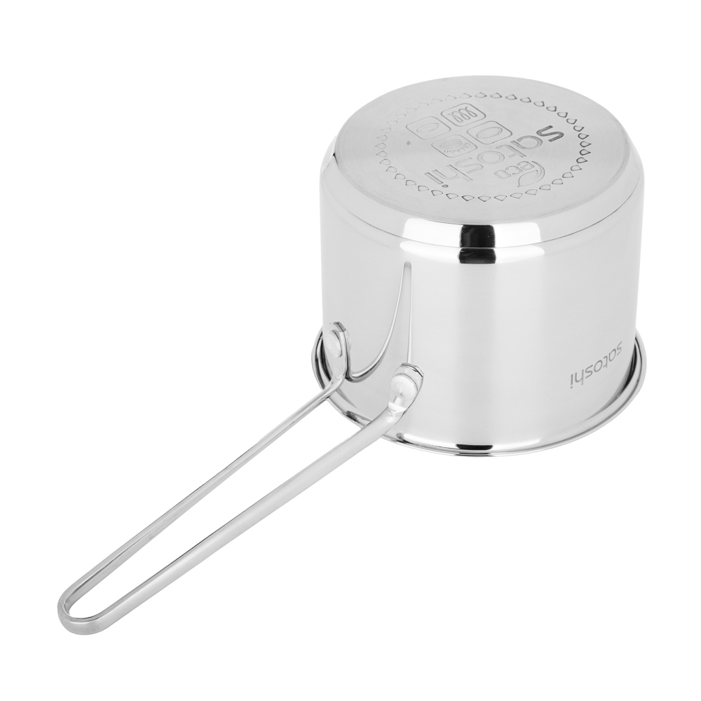 SATOSHI Мини Ковш 12х9 см, объем 1 л, со стеклянной крышкой, индукция, арт.№ 822-276