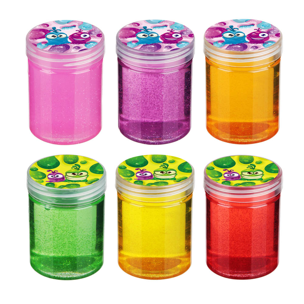 Слайм с блестками 130-140гр, 5,5х7,5см, полимер, 4-6 цветов, арт.№ 218-031