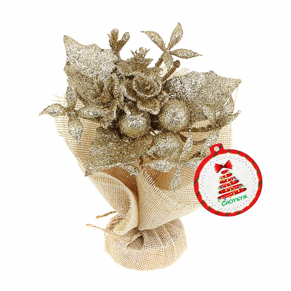 СНОУ БУМ Цветок в мешочке декоративный, глиттер, пластик, полиэстер, 15х12см, 2 дизайна, арт.№ 353-097