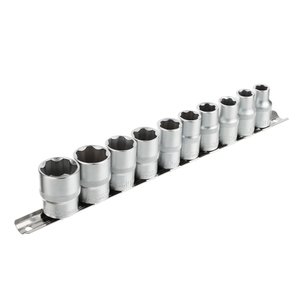 ЕРМАК Набор торцевых головок "Супер лок" (10шт) 1/2" 10-11-12-13-14-15-17-19-22-24мм, арт.№ 736-116