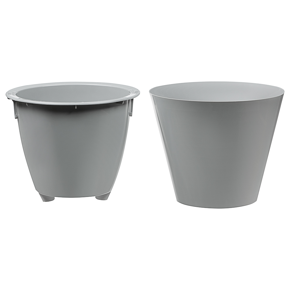 Кашпо Классика 3л, d19,5см, h16,5см серый жемчуг пластик, арт.№ 164-384