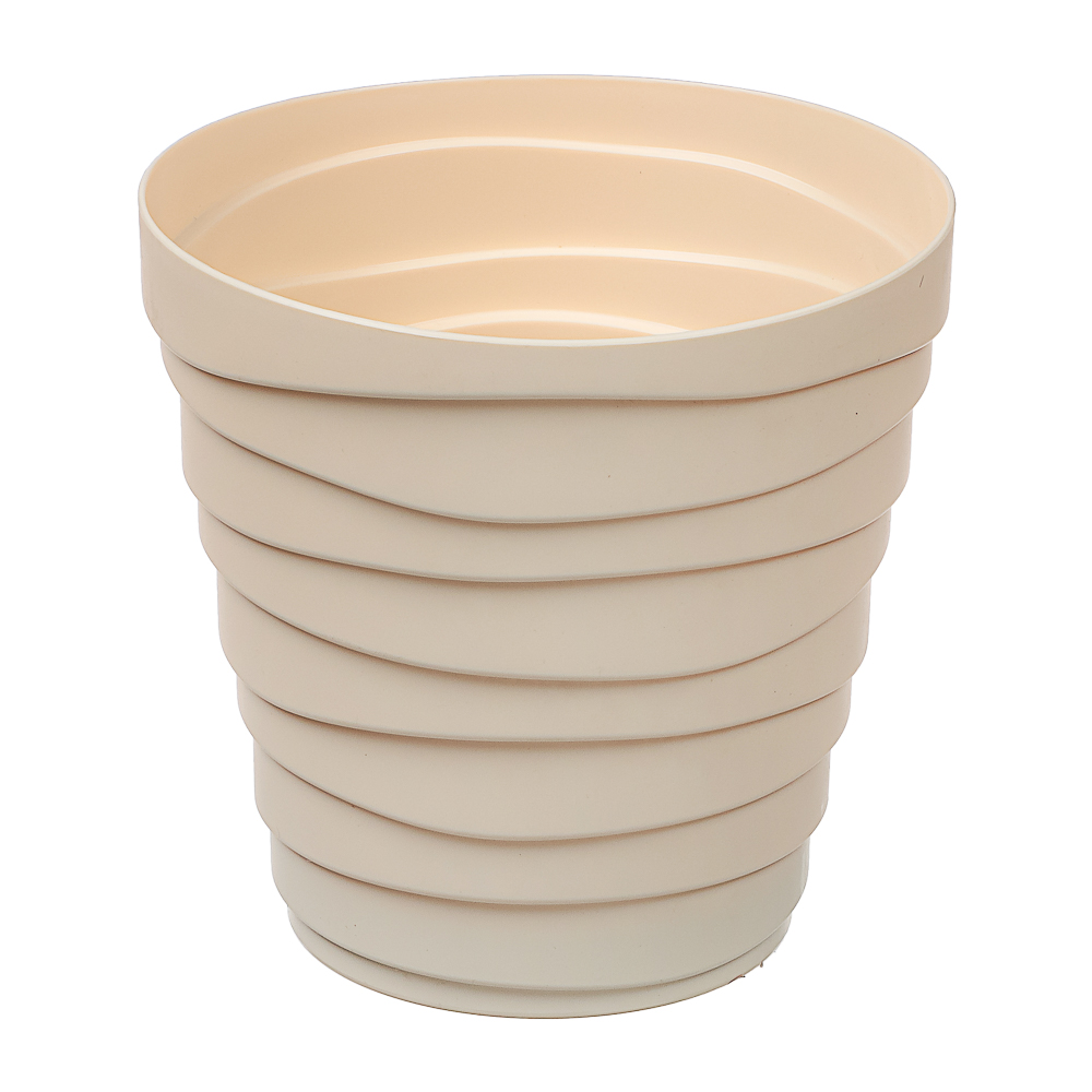 Кашпо Бархан 1,4л, d14,5см, h14см кремовый пластик, арт.№ 164-386