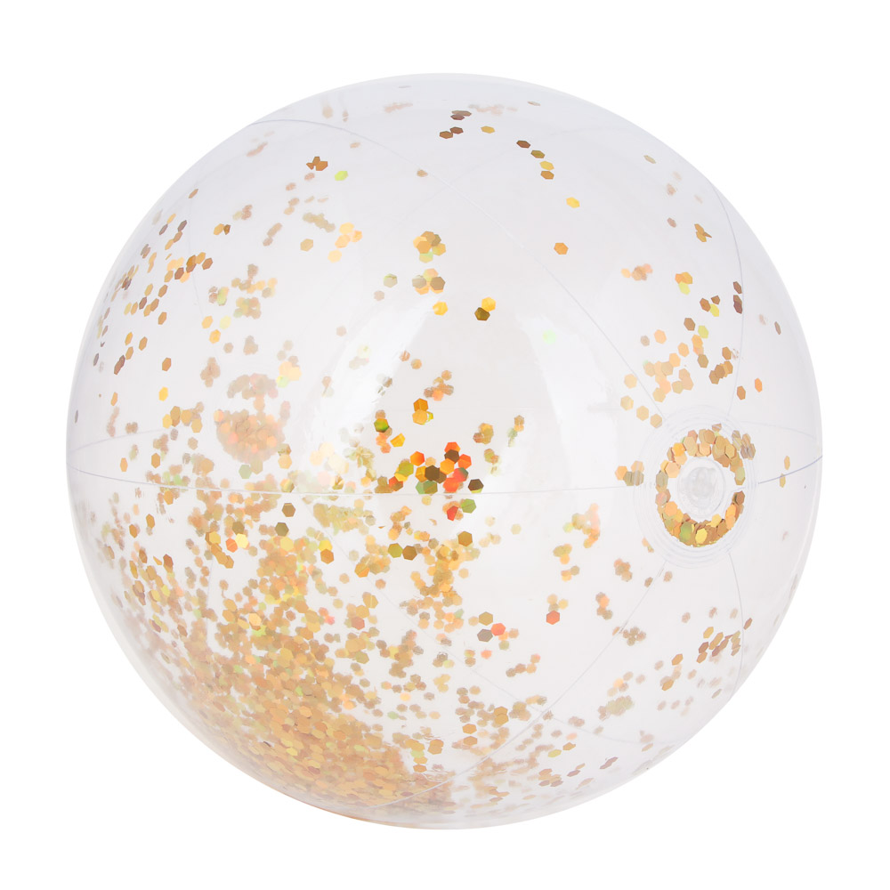 РЫЖИЙ Мяч надувной пляжный с блестками 53см, ПВХ, арт.№ 005-042