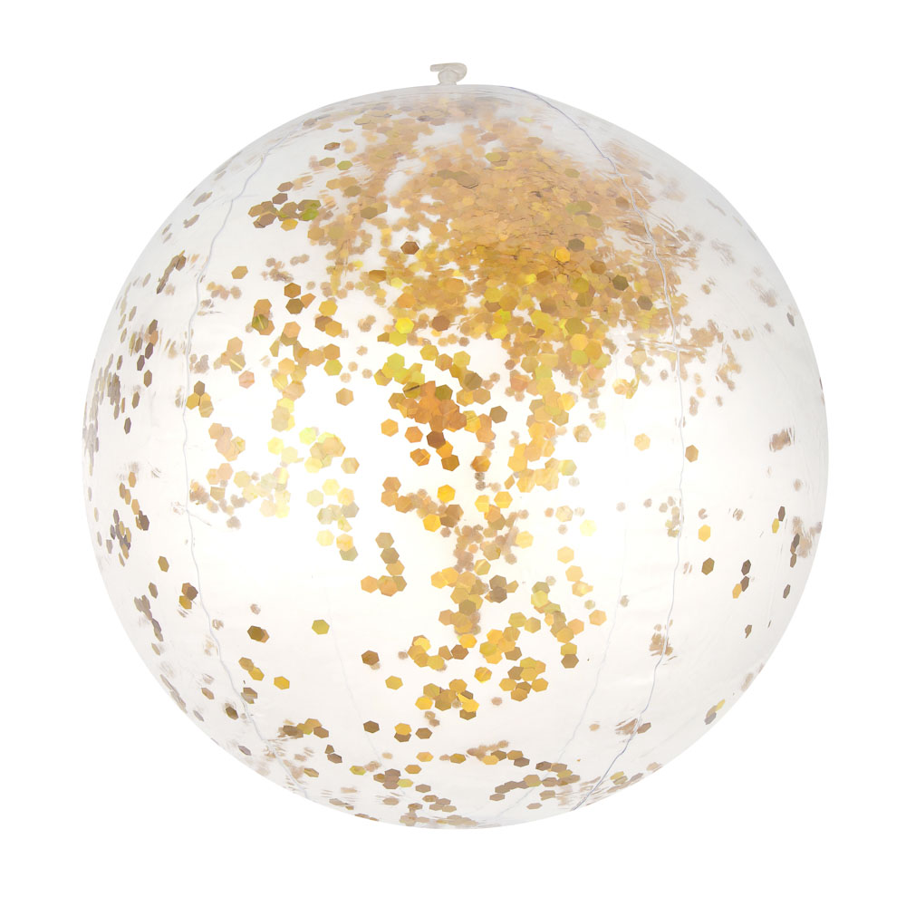 РЫЖИЙ Мяч надувной пляжный с блестками 53см, ПВХ, арт.№ 005-042