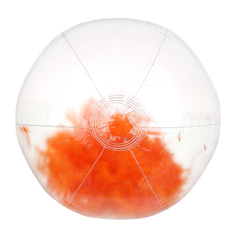 РЫЖИЙ Мяч надувной пляжный с перьями 40см, ПВХ, арт.№ 005-043