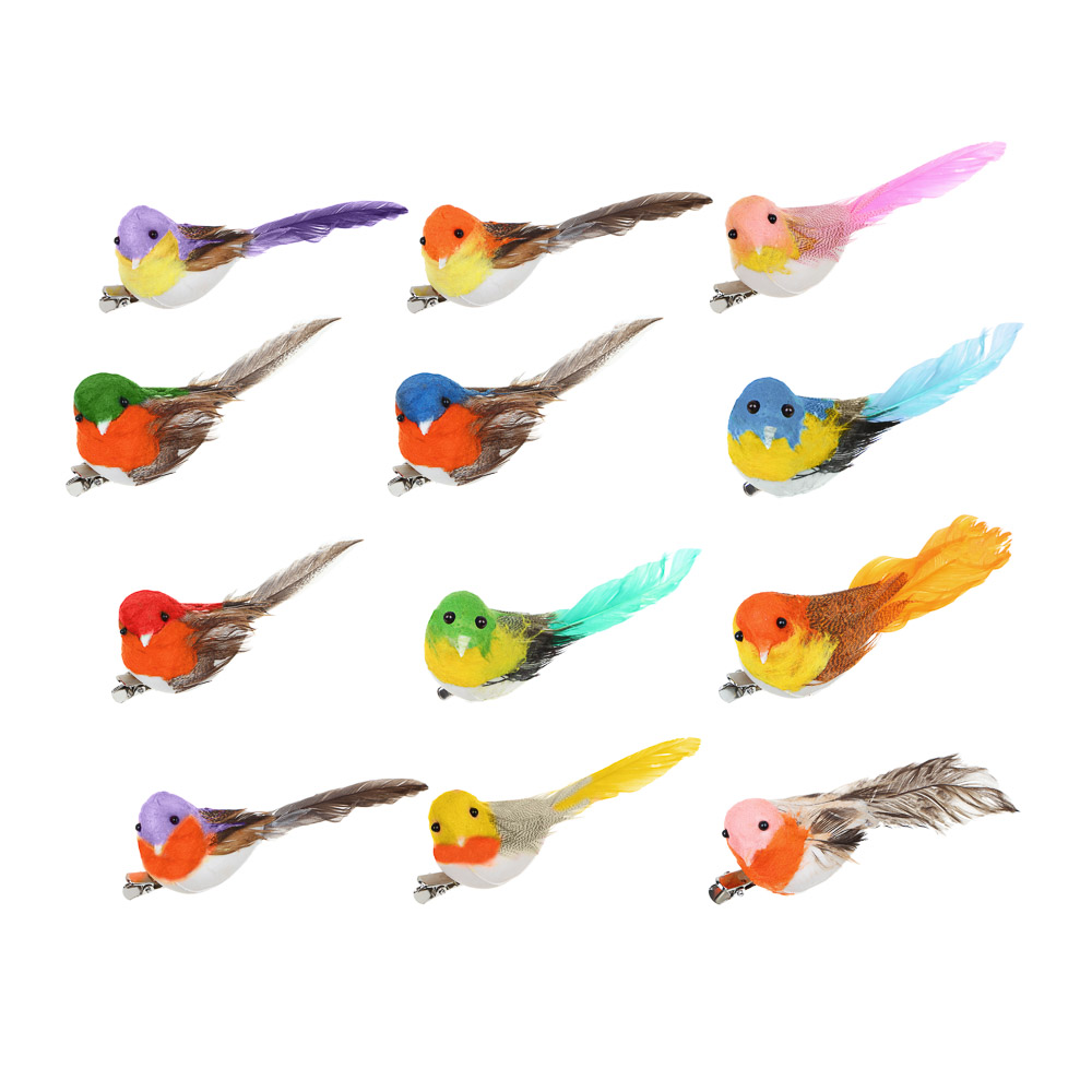 INBLOOM Птица на прищепке, 9,5см, PE, перо, арт.№ 153-119
