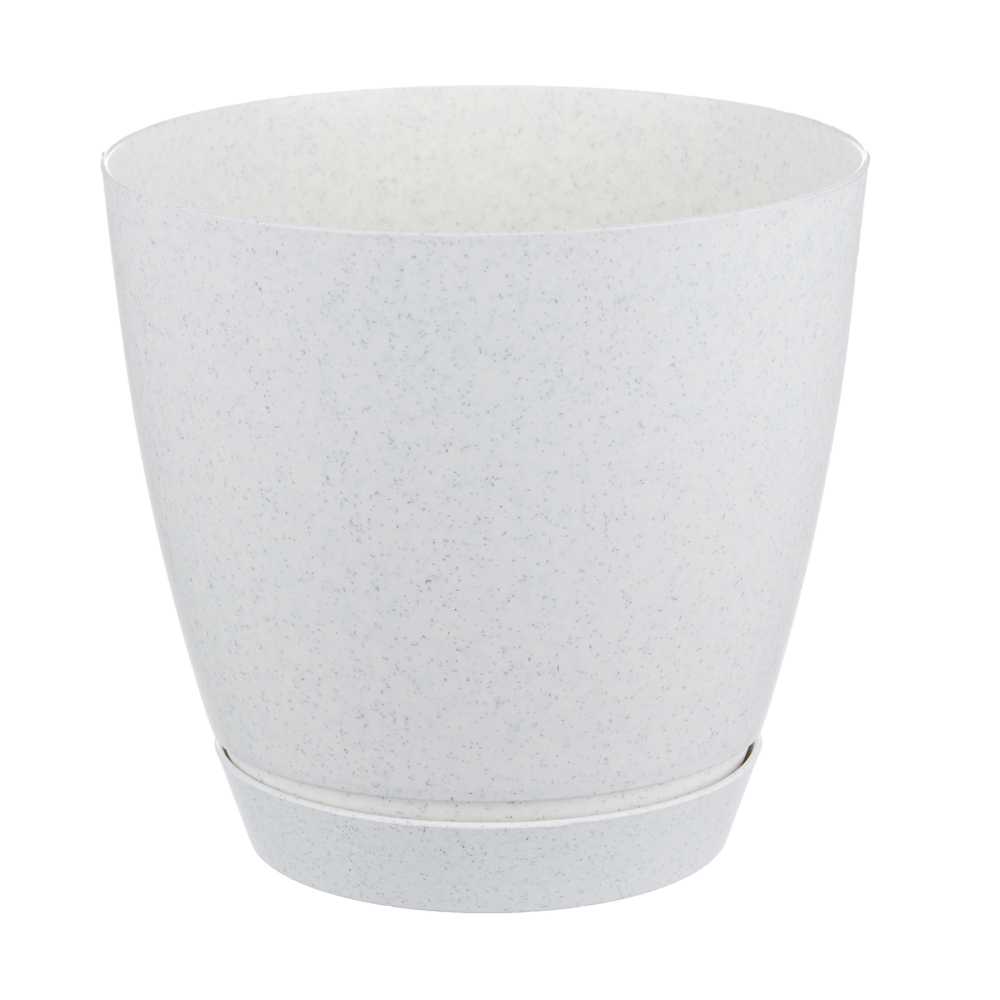 Кашпо "Камея" с поддоном 1,4л, полипропилен, белый / бежевый / терракот, арт.№ 164-175